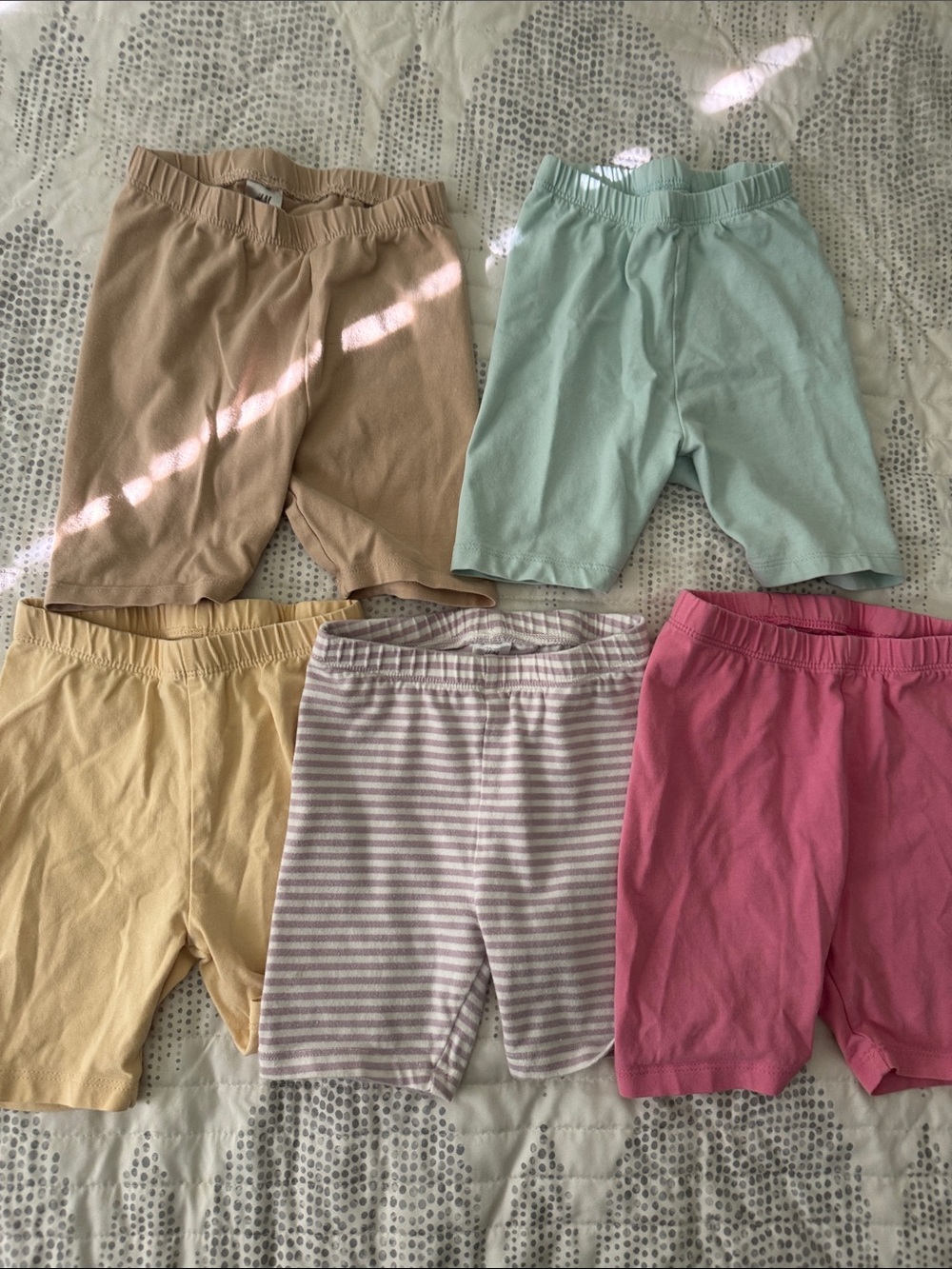 H&M Kids Cotton Bike Shorts - Pink, Mint, Yellow, Tan, Gray Stripe